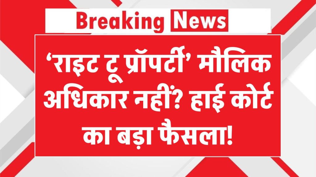 ‘राइट टू प्रॉपर्टी’ मौलिक अधिकार नहीं? हाई कोर्ट का बड़ा फैसला!