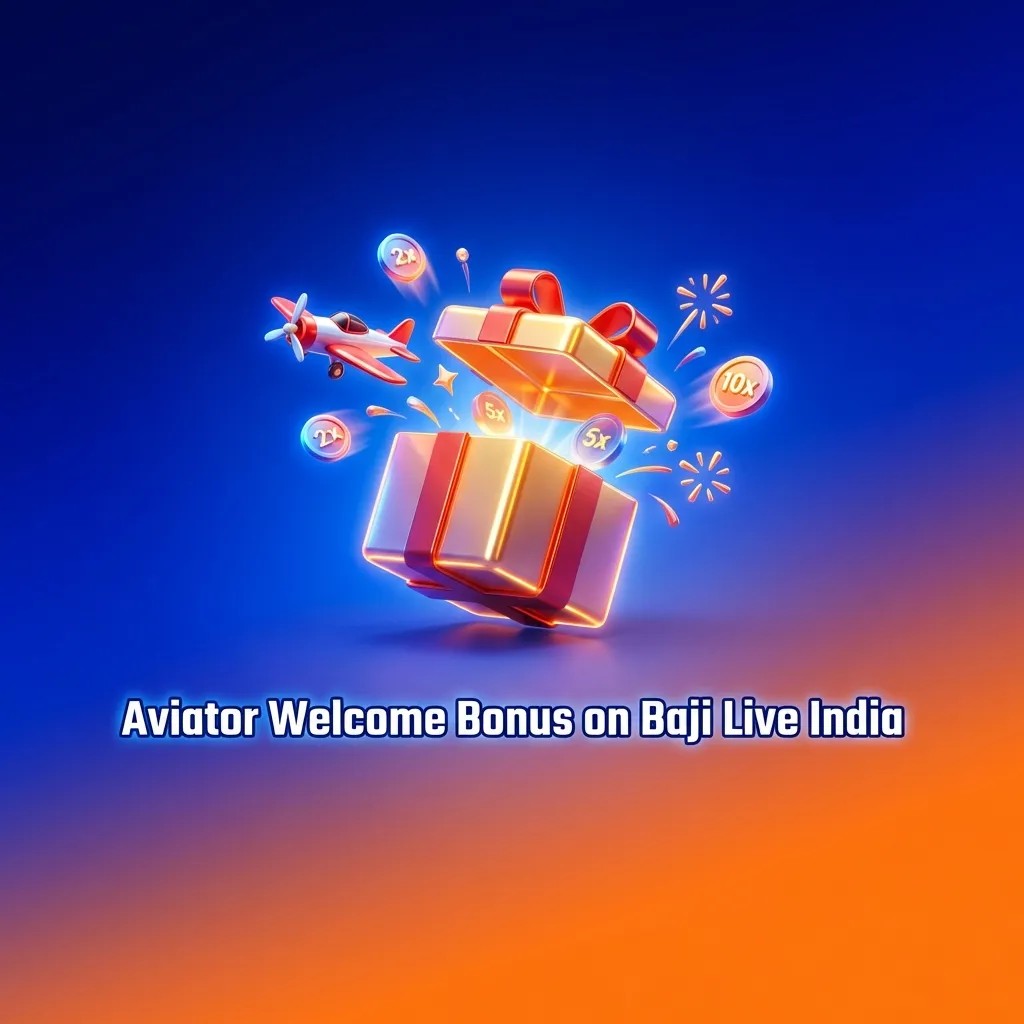 Baji Live India welcome bonus interface showing deposit options and 100% match offer up to ₹10,000 for Aviator game